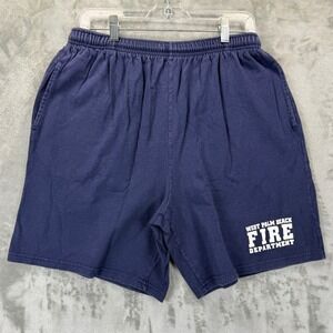 Soffe Mens West Palm Beach Fire Department Navy Blue Cotton Shorts Size L